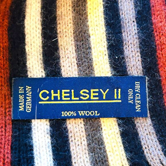 Chelsey II Germany Wool Scarf Striped Fringe Size Unisex 36 inch - Picture 3 of 7